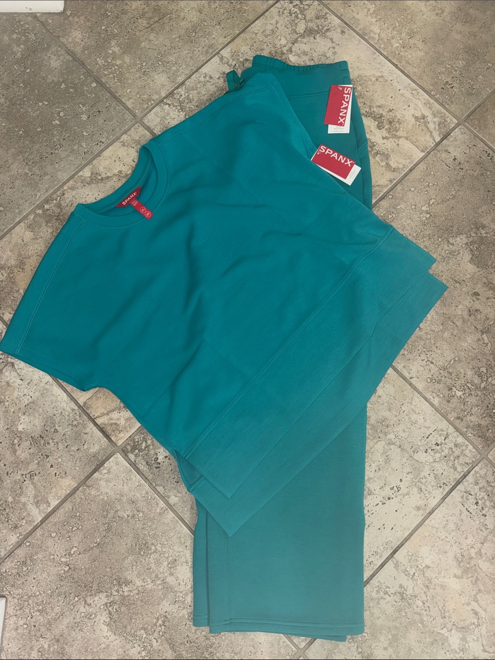 SPANX Jade Short Sleeve Crewneck Top and straight leg pants